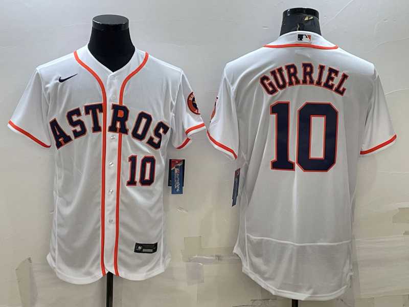 Men%27s Houston Astros #10 Yuli Gurriel White Stitched MLB Flex Base Nike Jersey